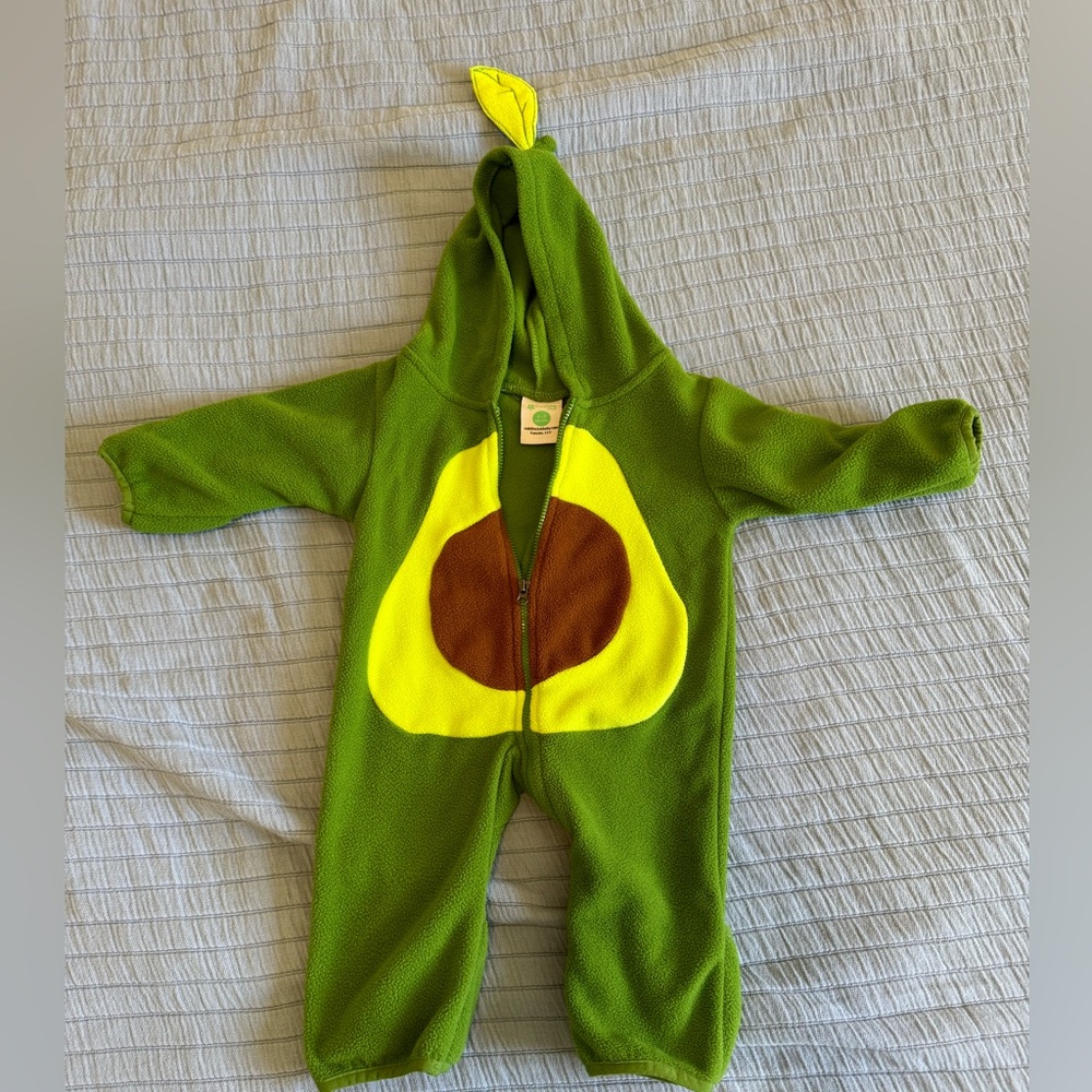 Avocado fleece romper - costume or just cute outerwear - 0-6mo